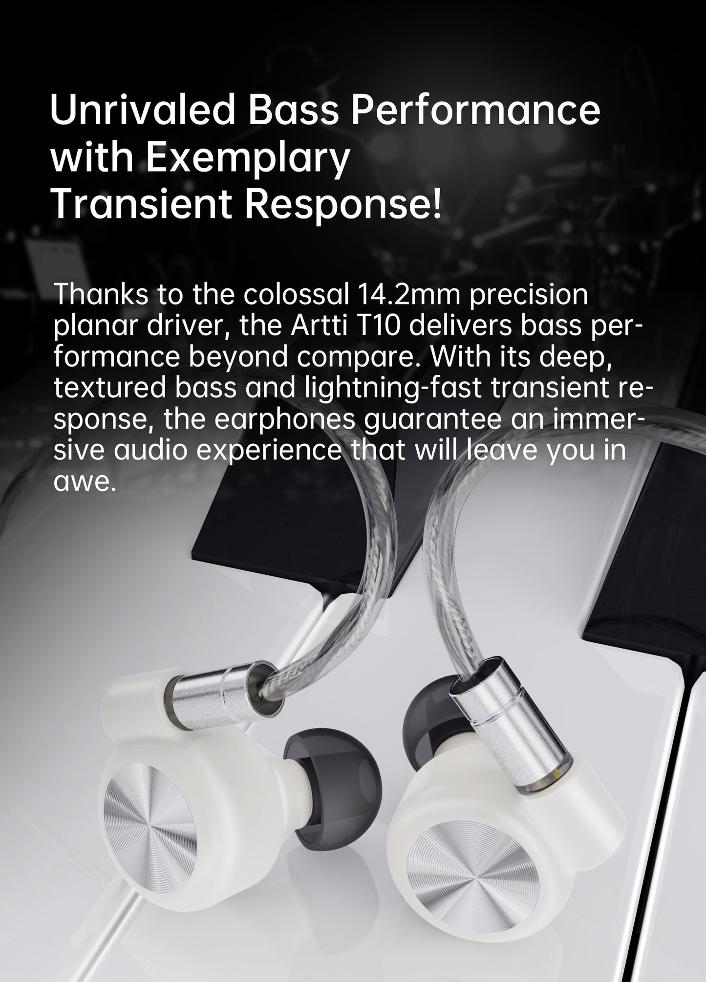 ARTTI T10 In-Ear HiFi Earphones Wired IEMs Monitors 14.2mm Planar Driver Textured Bass 0.78mm 2pin & 3.5MM/4.4MM Connector