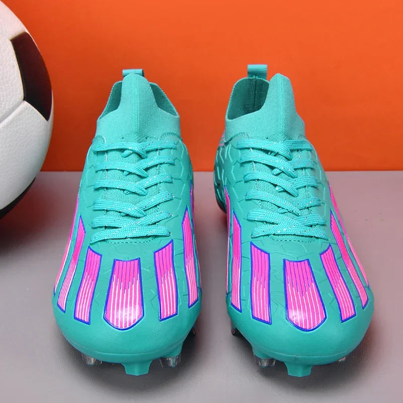 Professional Men's Ankle Football Boots Outdoor Grass Cleats Unisex Soccer Shoes Long Spikes FG Football Shoes Chuteira Society