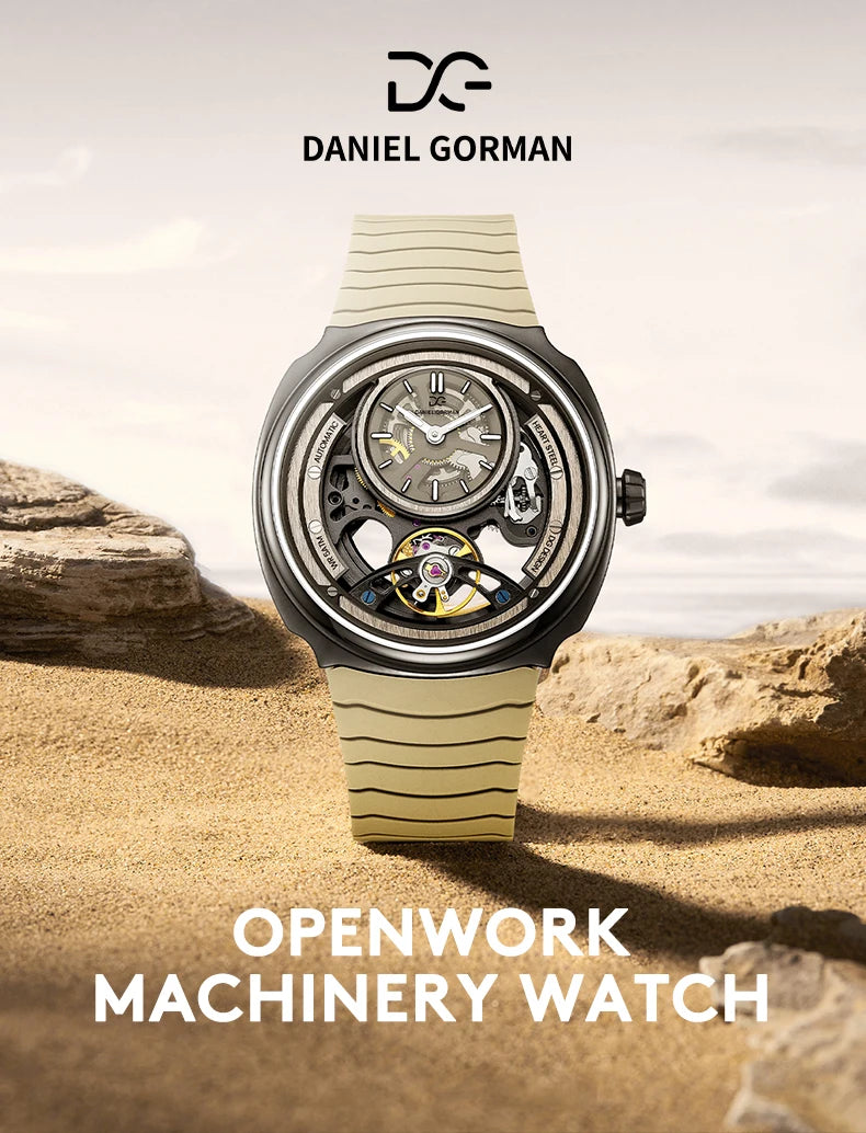 DANIEL GORMAN High Quality Men's Automatic Watch with Stylish Sports Silicone Strap 5 ATM Waterproof Mechanical Watches DG8127