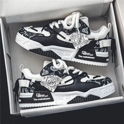 Fashion Skate Shoes Men's Sneakers Breathable Running Shoes Outdoor Mesh Casual Shoes Men's Lace-Up Vulcanized Shoes Zapatillas