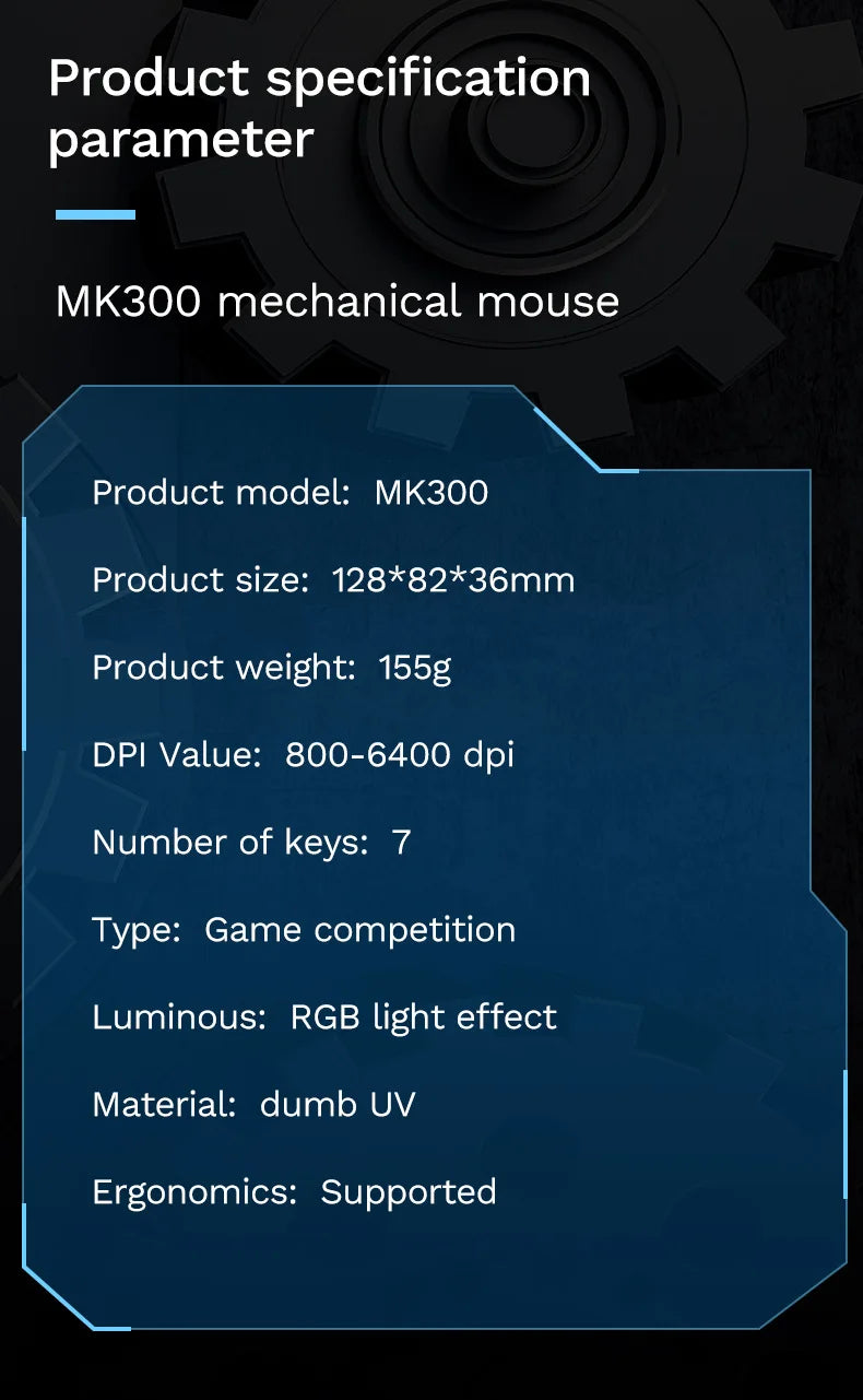 RGB 6400 DPI Magnetic Suction DIY Counterweight Wired Mechanical Mouse for Esports Gaming PC