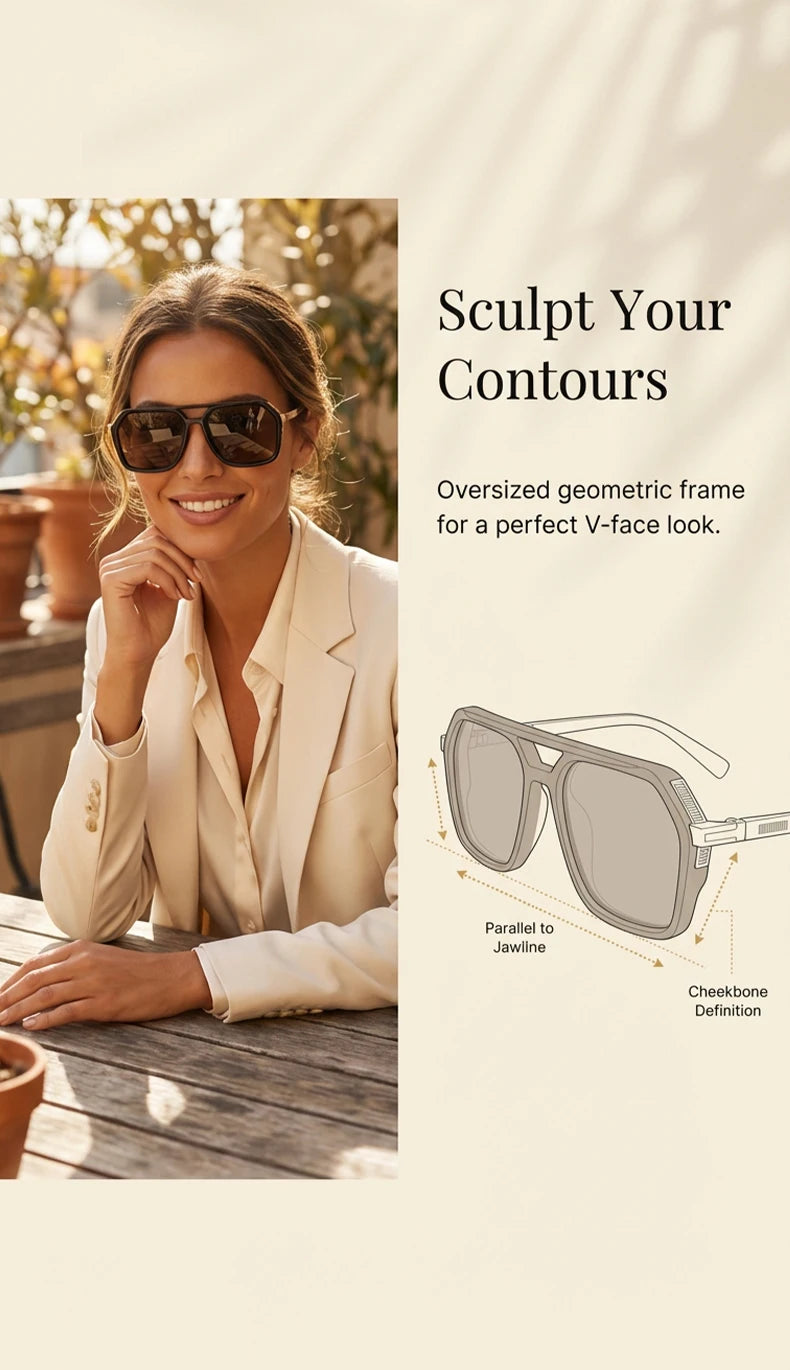 Vintage Steampunk Polarized Sunglasses Women Double Bridge Black 2026 Luxury Designer Driving Shades For Lady Fashion Eyewear