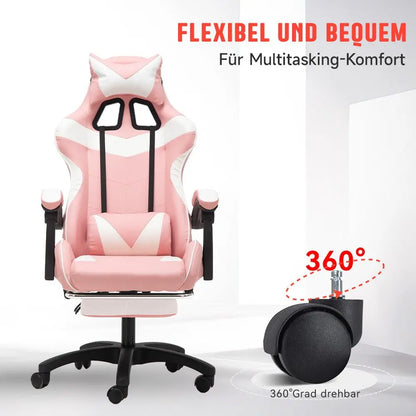 Gaming chair Gaming armchair Height Adjustable Office Chair with Adjustable Recumbent Function with Cat Ears and Pillows