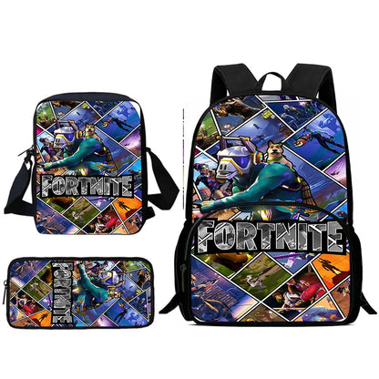 Kinderrucksäcke mit angesagtem Game-Design, Umhängetasche und Federmäppchen F-FortniteS, Schulrucksäcke mit großem Fassungsvermögen für Jungen und Mädchen, ideales Geschenk
