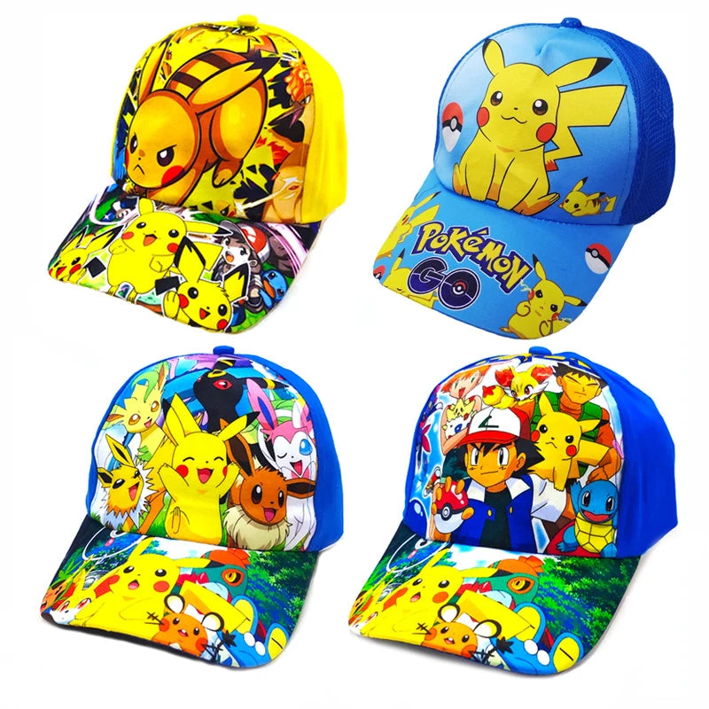 Kreslená baseballová čepice s motivem Pokémona Pikachu, nastavitelná, Pokemon Cosplay, Hip Hop, pro děti, dívky i chlapce, anime postavičky, hračky, dárky pro děti