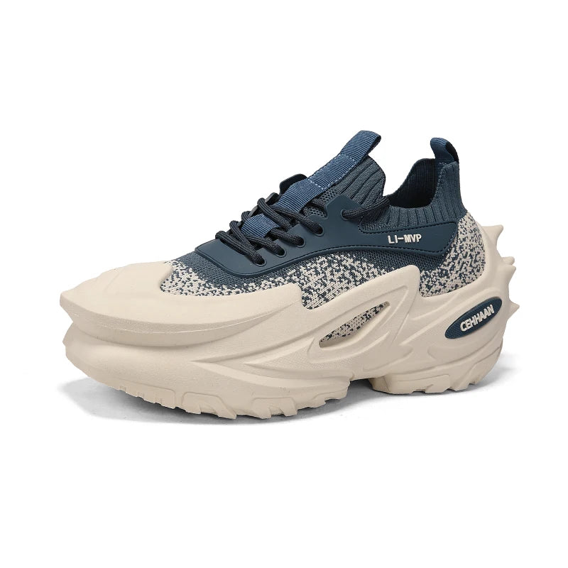 Men's Sports Shoes Elastic Thick-Soled Anti-Slip Outdoor Fitness Shoes Versatile Daily Wear Casual Street Fashion Walking Shoes