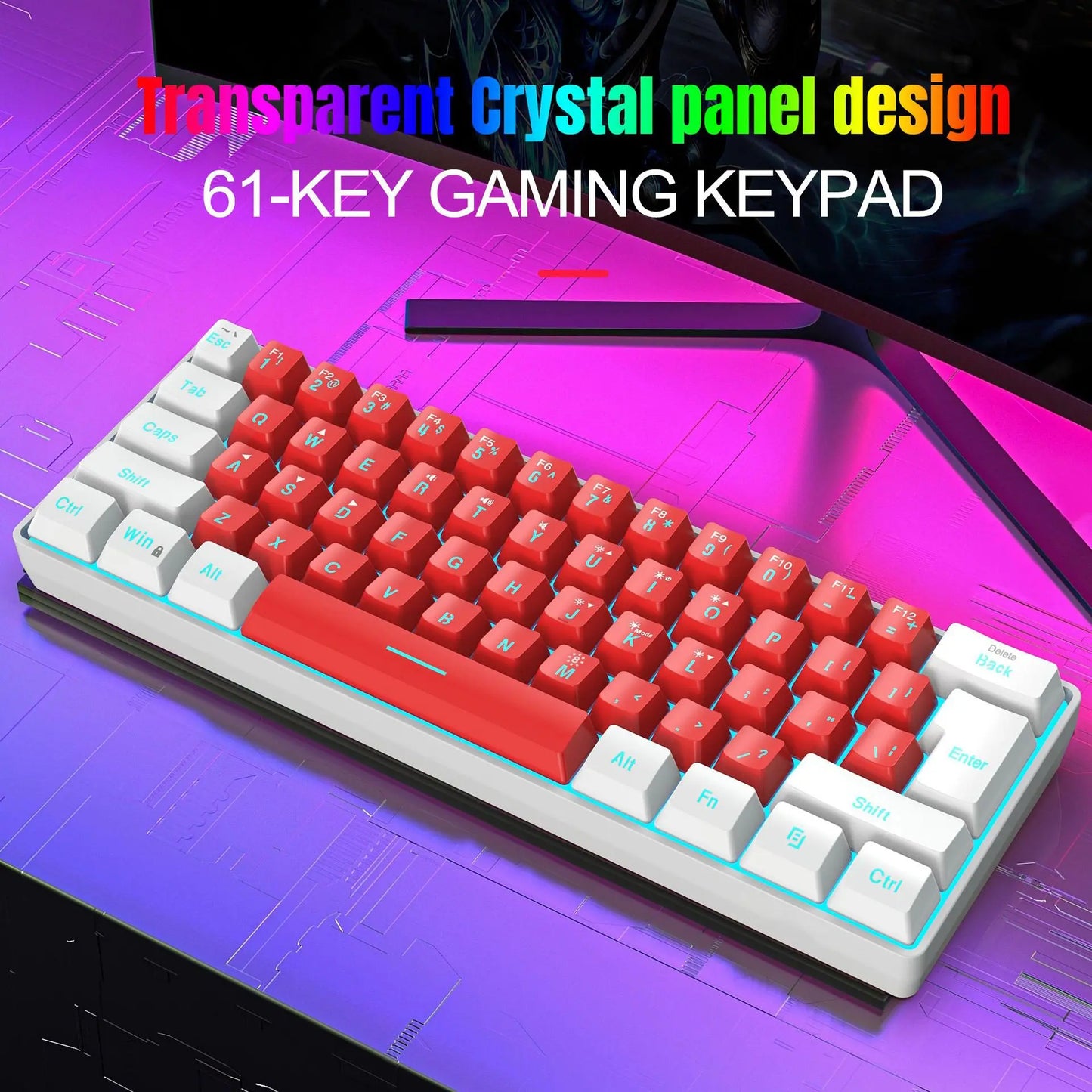 Keyboard gaming pc Backlit pink Keyboards 61 keys mini computer 60% Musical Usb lady ergonomic office Wired key board portable