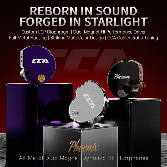 CCA Phoenix Metal Alloy Body 10mm Dual Magnetic Dynamic Coil HIFI Sound Quality In Ear Wired Esports Music Earphones