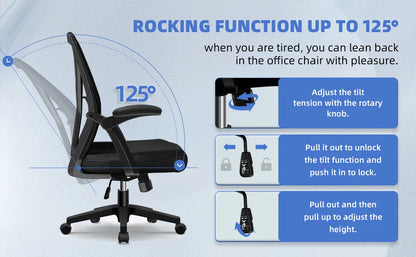 Daccormax Office chair Ergonomic Reclining 90°-125°,Desk chair with Lumbar Support,Computer chair Adjustable,living room chairs