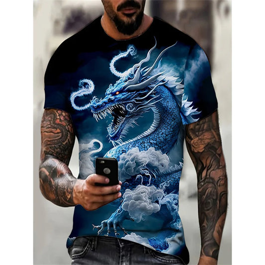 Dragon Phoenix Pattern T-Shirt For Men Animal 3D Printed Tees Summer Casual Short Sleeve O-Neck Oversized Street T Shirts Tops