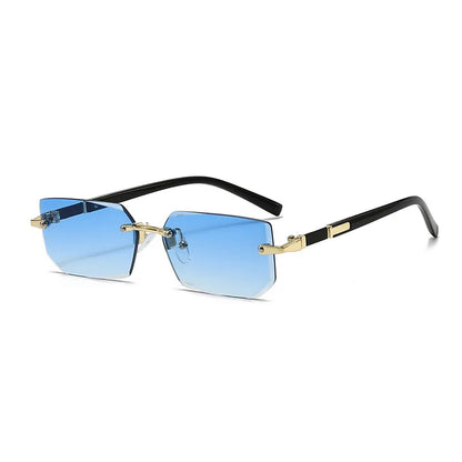 Vintage Rectangle Sunglasses Men New Rimless Fashion Beach Shades Women Trendy Luxury Brand Design Casual Anti-UV Sun Glasses