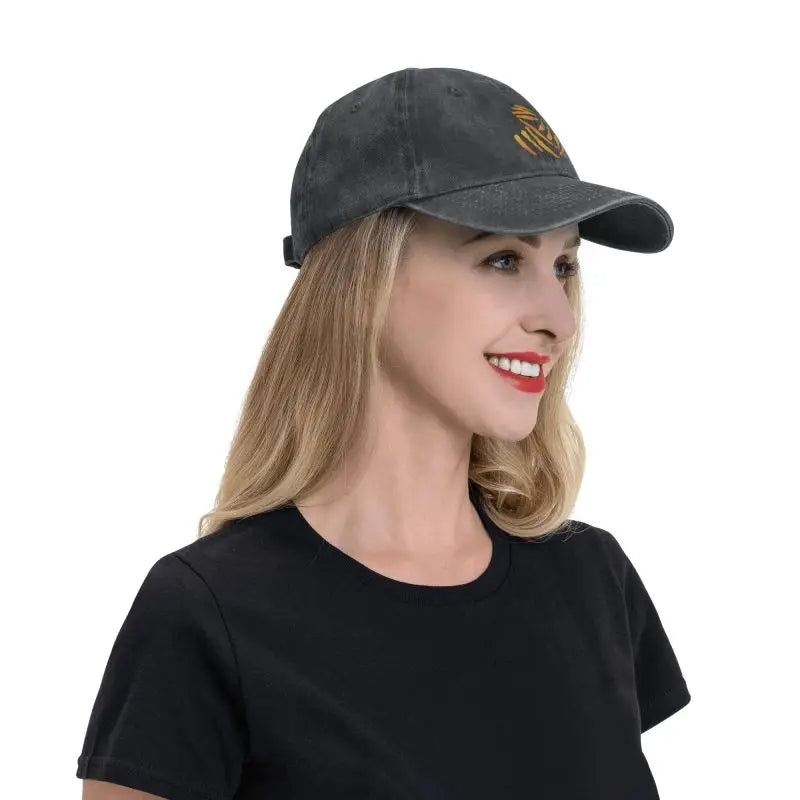 Cappellini da baseball vintage da rally fuoristrada D-Dakares, stile unisex, effetto consumato, lavati, cappellini da sole da viaggio, morbidi e non strutturati