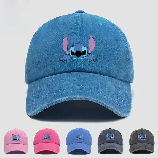 Stitch Casual Hat Kawaii Cartoon Anime Figure Baseball Caps Breathable Snapback Sun Hats Adjustable Peaked Cap Unisex Kids Gifts