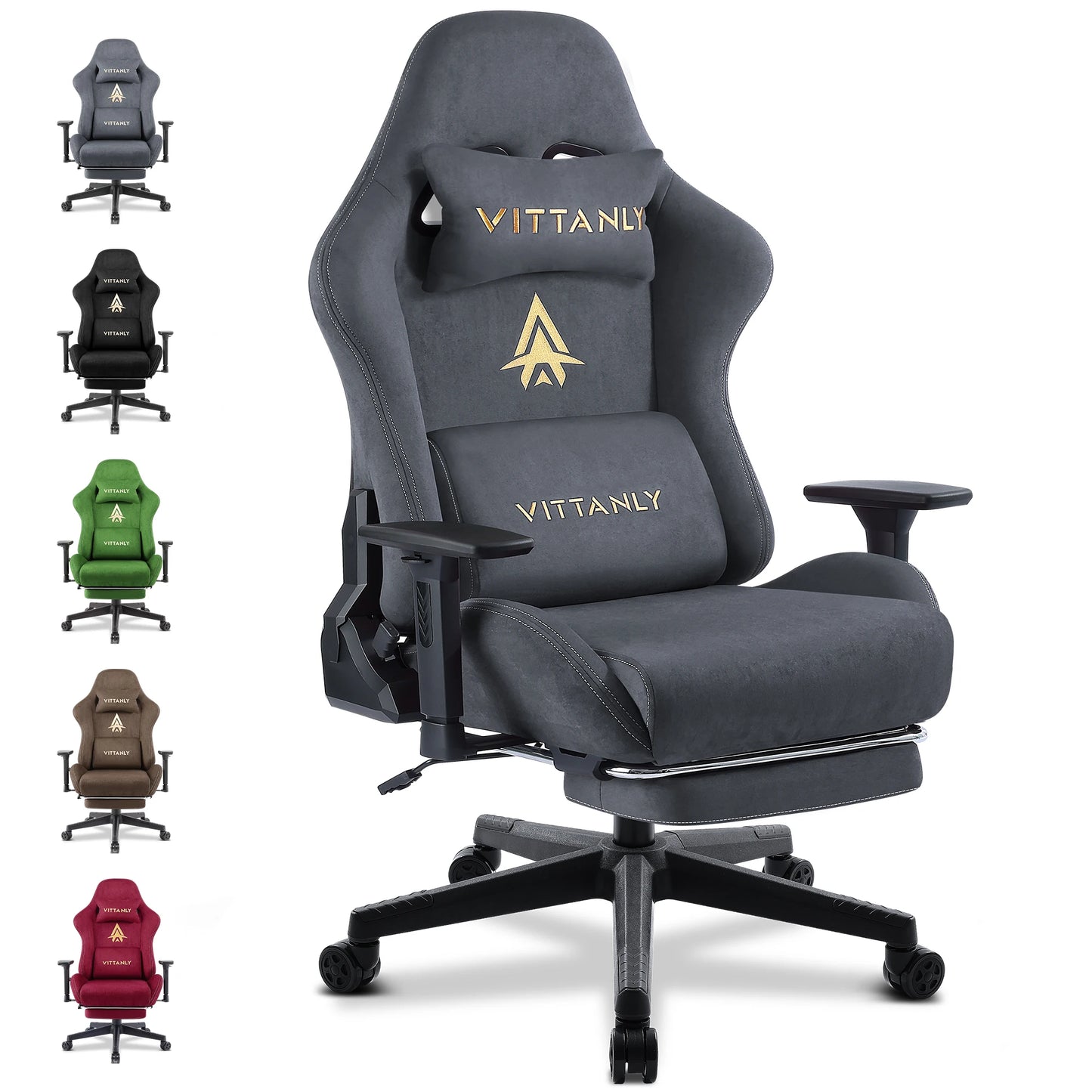 HAPIHAPPY Fashion Gaming Chair Genuine Computer Office Chair with Pocket Spring Cushion Linkage Armrests and Footrest Game Chair