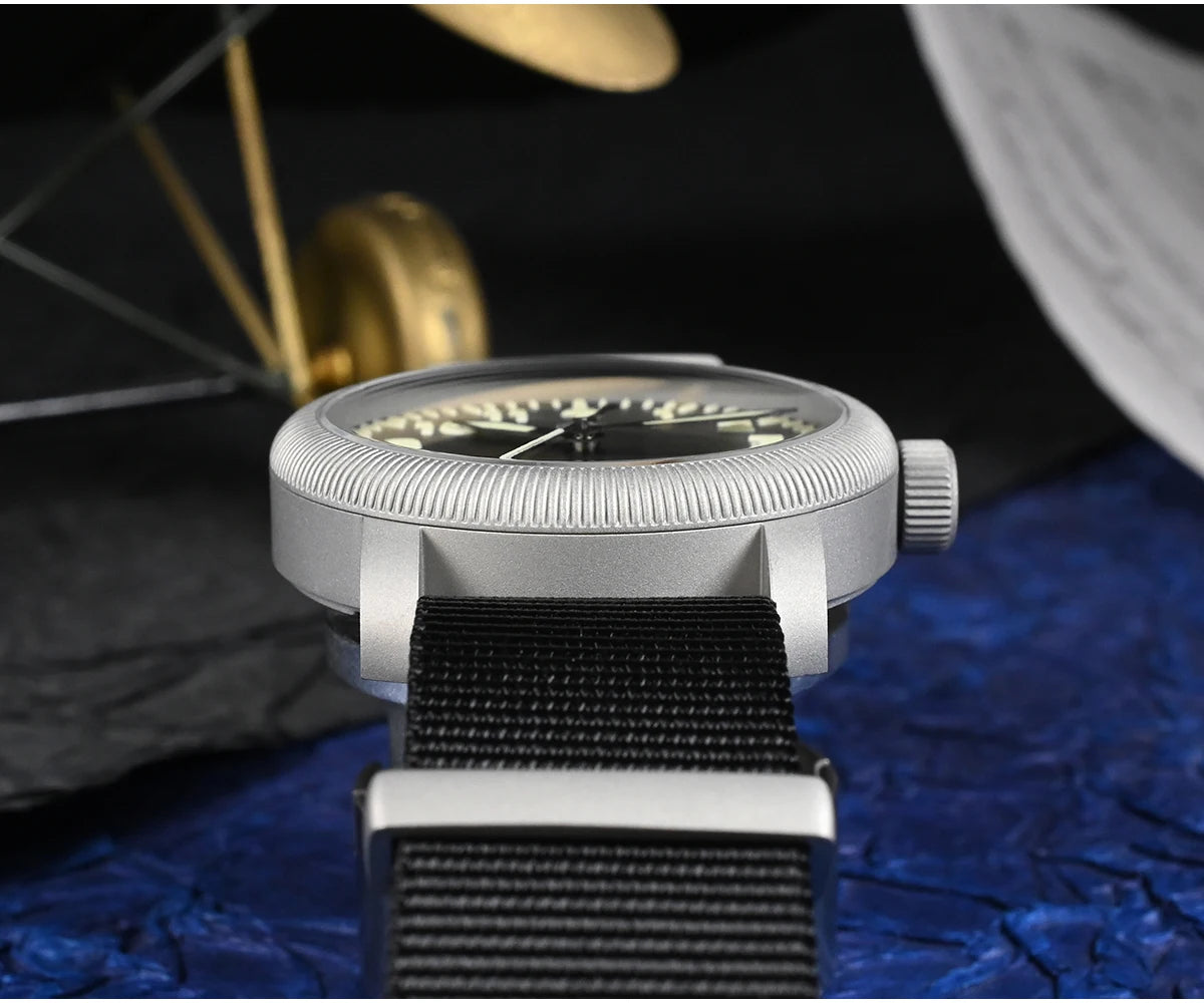 San Martin New 40mm Retro Pilot YN55 Automatic Mechanical Fashion Simple Style Men Wristwatch 100m Waterproof C3 Luminous SN0143