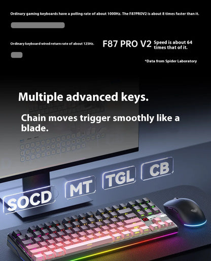 AULA F87 Pro V2 Mechanical Keyboard 3-modes Wireless 12000mAh Long Battery Life Hot-Swap RGB Customi E-Sports Keyboard PC Gaming