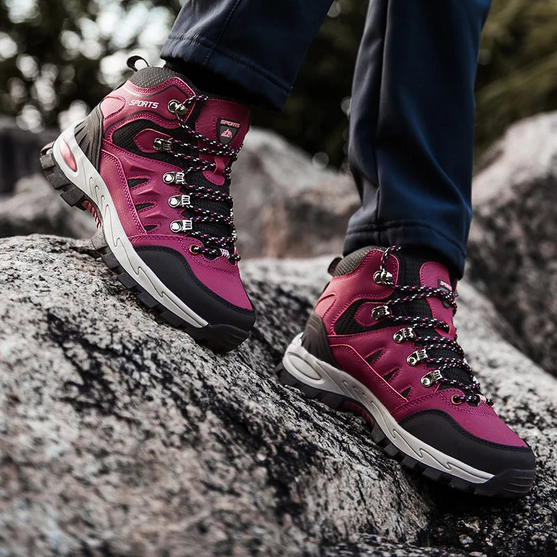 Outdoor Waterproof Hiking Boots for Men and Women, Spring and Autumn, Wear-Resistant Mountain Sports Boots, Hunting Sports Shoes