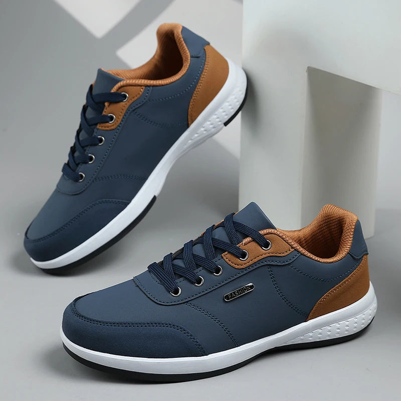 New Men's Four Seasons Waterproof Walking Shoes Casual Leather Sports Shoes Non-Slip Camping Shoes Men's Tennis Shoes