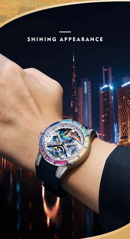 HANBORO Dubai Collection Dubai Characteristic Personalized Dial Frosted Crafted Diamonds Luxury Men's Automatic Mechanical Watch