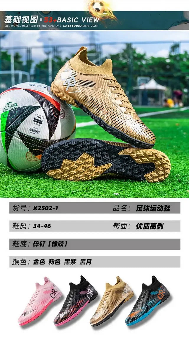 Kinder-Fußballschuhe mit Zehenschutz gegen Stöße, Schnürverschluss, kurzen rutschfesten Stollen, strapazierfähig und atmungsaktiv, für Outdoor-Spiele auf Rasen