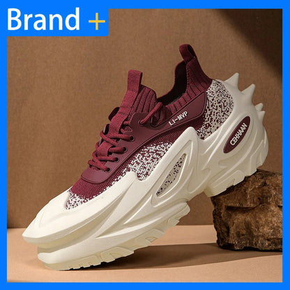 Men's Sports Shoes Elastic Thick-Soled Anti-Slip Outdoor Fitness Shoes Versatile Daily Wear Casual Street Fashion Walking Shoes