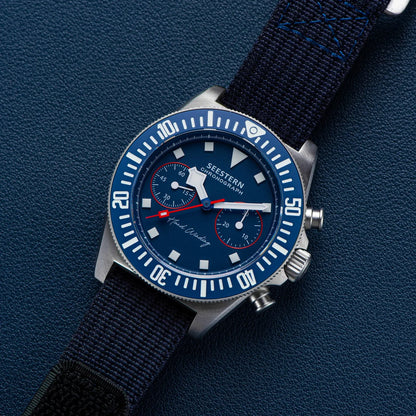 SEESTERN Chronograph Man of Watch Mechanical Tianjin ST1901 Movement Sapphire Wristwatches Nylon Sticker Strap Luminous Skeleton