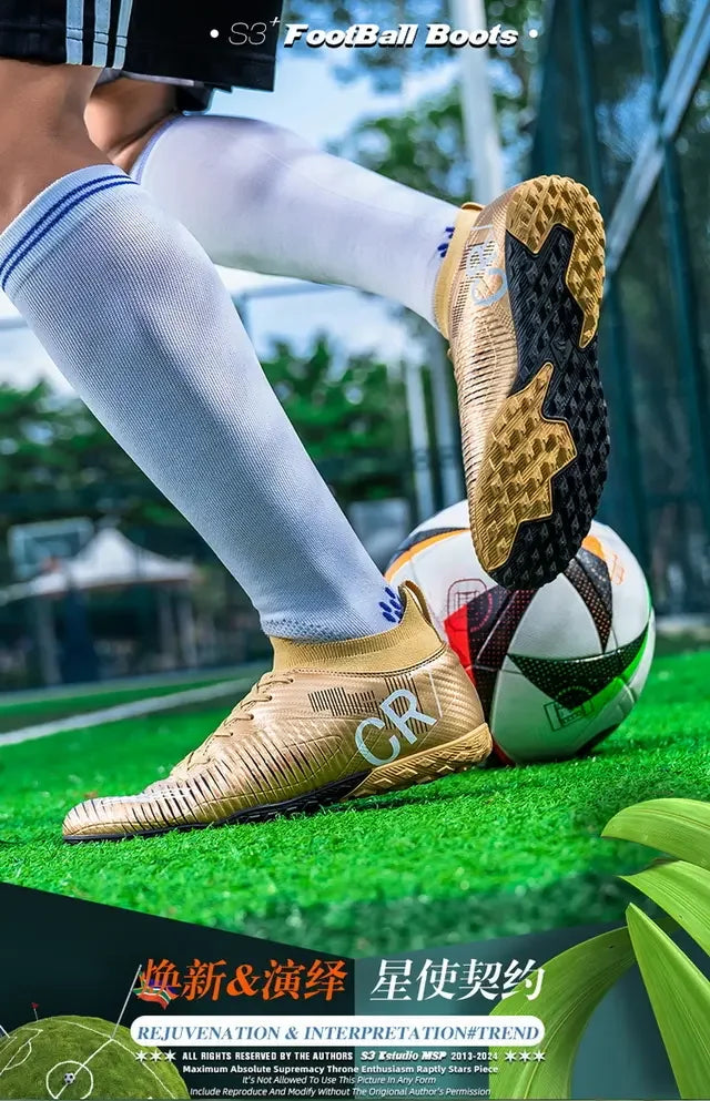 Kinder-Fußballschuhe mit Zehenschutz gegen Stöße, Schnürverschluss, kurzen rutschfesten Stollen, strapazierfähig und atmungsaktiv, für Outdoor-Spiele auf Rasen