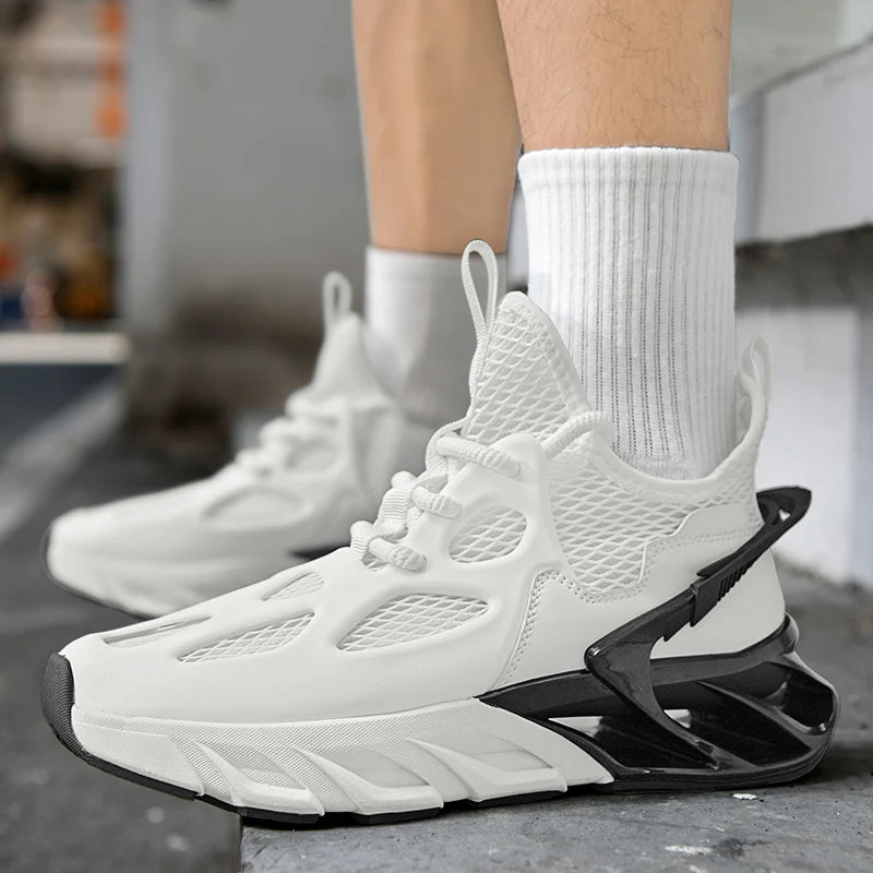 Men's Sports Shoes New Mesh Breathable Outdoor High Elasticity Running Shoes Fashionable Summer Comfortable Sports Tennis Shoes