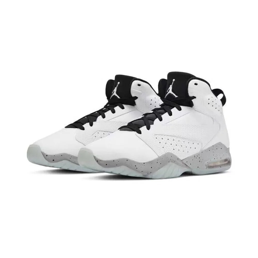 Jordan Lift Off Simple and Versatile Shock-Absorbing, Non-Slip, Wear-Resistant Mid-Top Retro Basketball Shoes for Men, White and Gray Ar4430-101