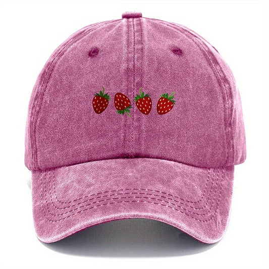 Strawberry printed baseball cap with adjustable sunshade, fashionable duckbill cap for both men and women, soft top design