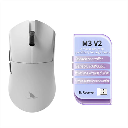 Motospeed Darmoshark M3 V2 Double 8K Gaming Mouse Bluetooth Wireless 26K DPI PAW3395 Sensor Macro Game Mouse For Laptop PC