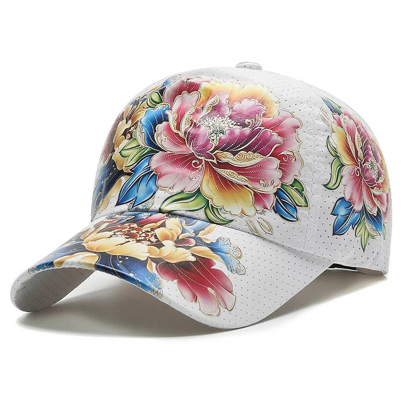 Casquette de baseball printemps/été à séchage rapide pour homme et femme, pour les activités de plein air, la plage et le camping, chapeau de soleil imprimé de fleurs de style chinois B149