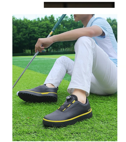 Golf Shoes Men Big Size To 47# Rotating buckle Professional Non Slip Spikeless Outdoor Beginner Training Golf Sneakers Unisex