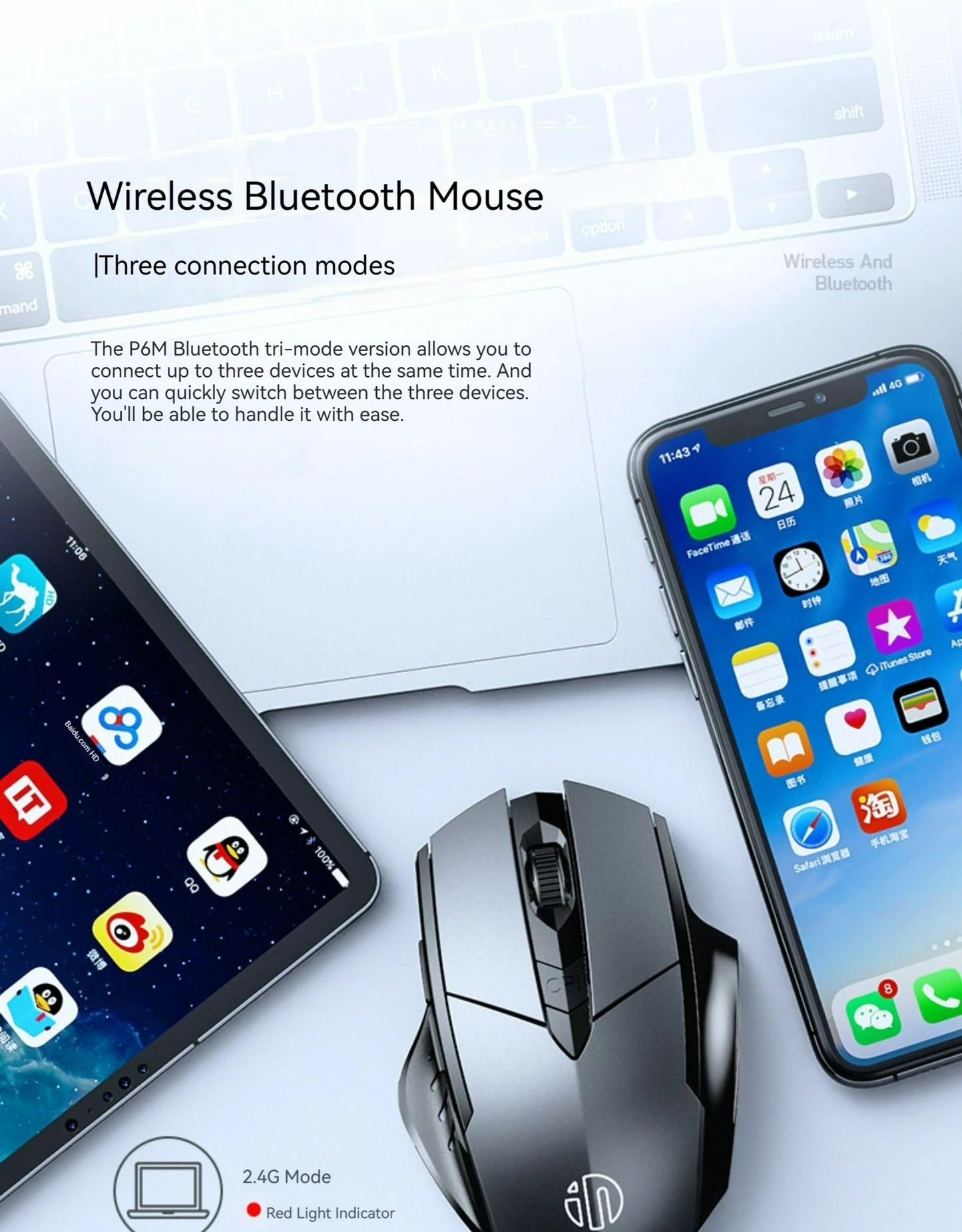 Inphic F1  2.4G BluetoWireless Mouse Office Silent Mouse  Rechargeable 6 Efficient Buttons Gaming Mouse For  Laptop Tablet PC