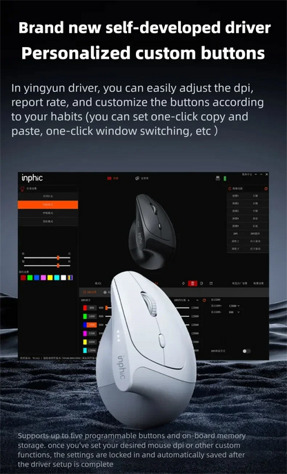 Inphic X9 PRO Vertical Wireless Mouse Type-C Fast Charging Ergonomic Silent Office Mouse For Laptop PC Computer Gaming Mouse