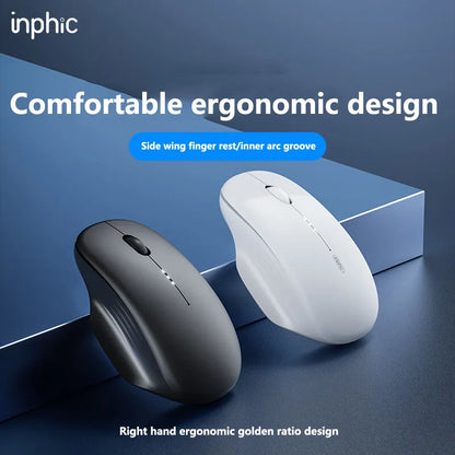Inphic M1 Second-generation 2.4G Wireless Mouse Type-C Rechargeable Silent Office Mouse Ergonomics Battery Level Display
