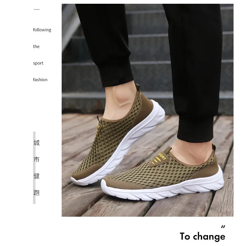 YRZL Lightweight Men Casual Shoes Breathable Slip on Male Casual Sneakers Anti-slip Men's Flats Outdoor Walking Shoes Size 39-46