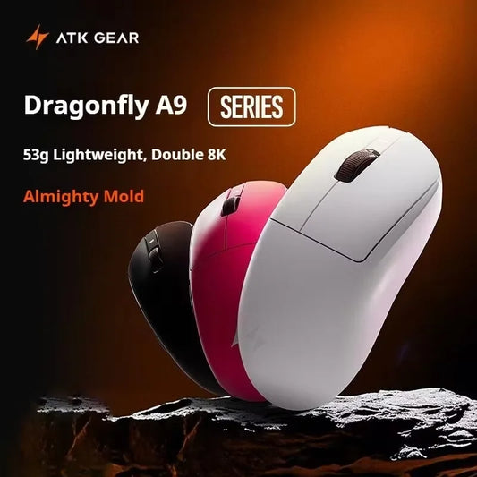 ATK Dragonfly A9 Ultra Wireless E-sports Gaming Mouse Ultra-lightweight Tri-mode Dual 8K Ergonomic Mice A9 Plus PAW3395/3950