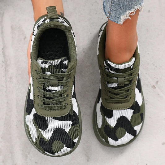 Camouflage Women's Shoes WideToe Breathable Mesh Comfortable Flat Bottom Barefoot Shoes New Soft Sole Chaussure De Mens Sneakers