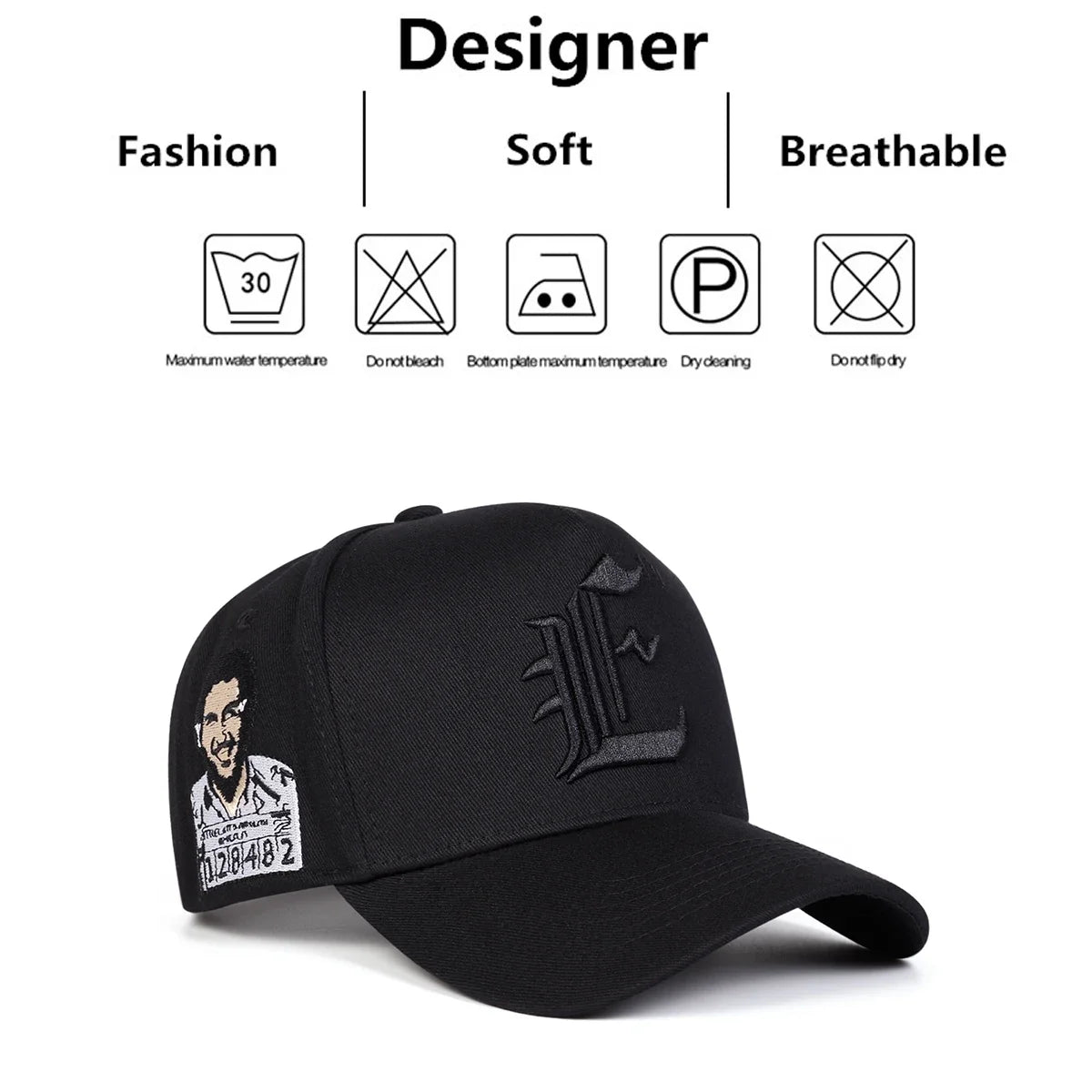 Casquettes de baseball unisexes brodées « E » – Printemps-automne – Chapeaux décontractés ajustables pour l’extérieur – Chapeau anti-UV – Casquette de sport