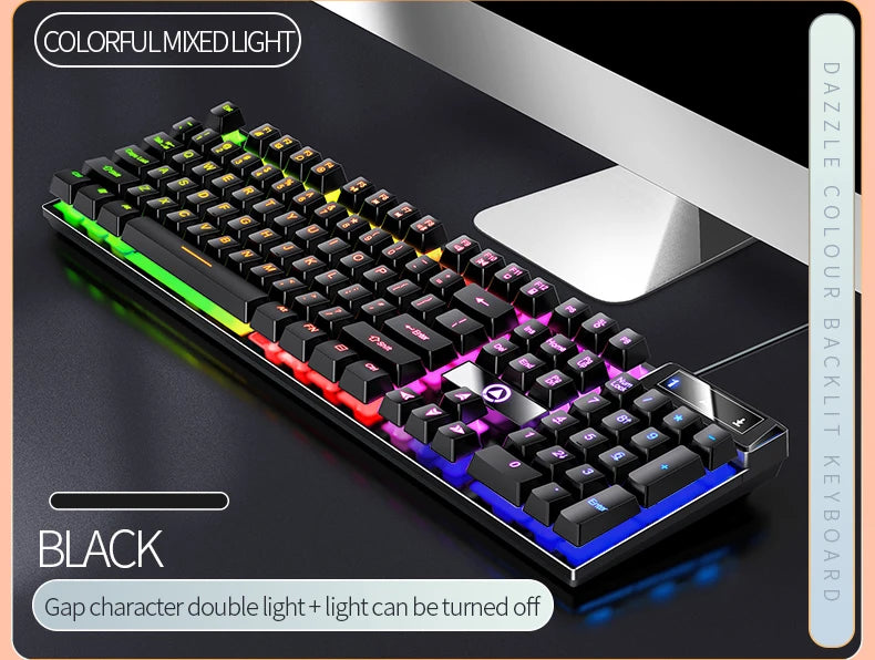 Wired USB Gaming Keyboard with Backlight, 104 Key Gamer Keyboard for Computer/Laptop/PC, Ergonomic Design,Office Gaming Accessor