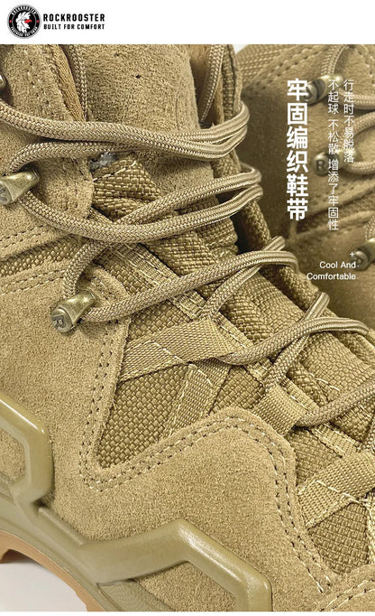 ROCKROOSTER Hiking shoes Men waterproof hunting Boots Tactical Desert Combat Boots trekking Ankle mountian cow Leather Sneakers