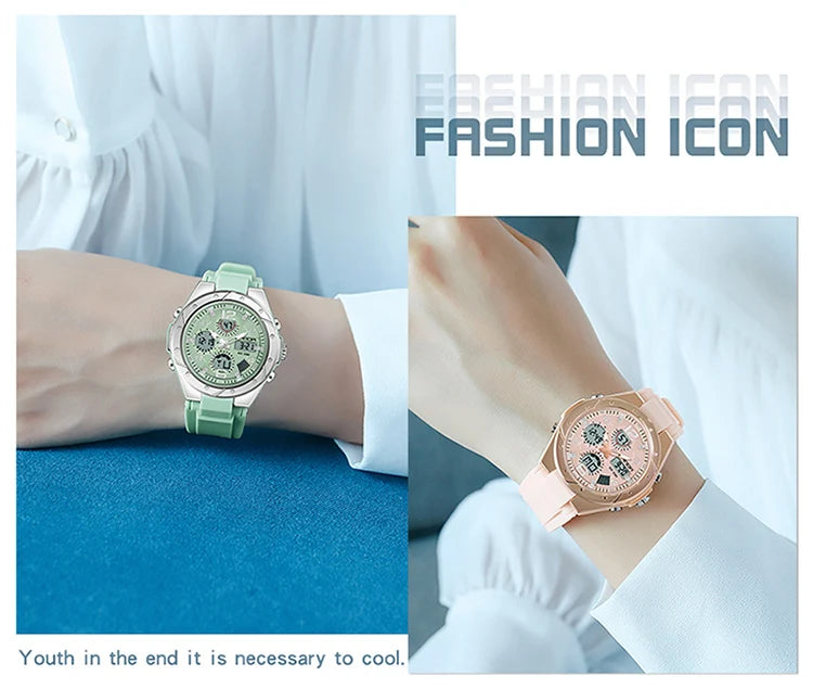 SANDA Top Brand New Lady Luxury Ms LED Digital Sport Watch Leisure Fashion Quartz Watch Women Girl Military 50M Waterproof Watch