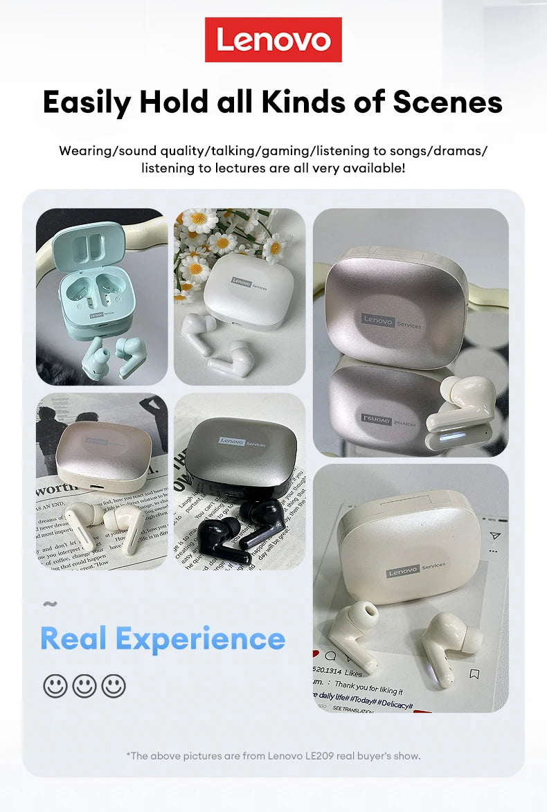 Choice Lenovo LE209 Gaming Headset Wireless Bluetooth 6.0 Sports Headset 35H Battery Life Waterproof ANC Noise Reduction Earbuds