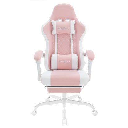 WOLTU Massage Gaming Chair Ergonomic Swivel Computer Chair with Pillow & Footrest Adjustable Headrest Lumbar Support Gamer Chair