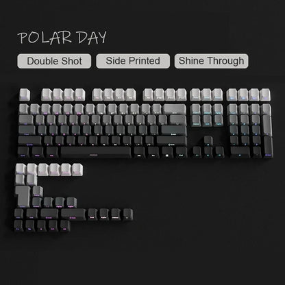 New 133 Key Gradient Gray PBT Double Shot Keycap Side Print Shine Through Backlit Keycaps For Cherry Gamer Mechanical Keyboard