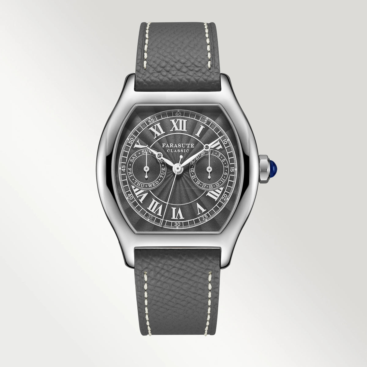FARASUTE 36mm Luxury Retro Men Quartz Watch VH64 Movement Stainless Steel Sports Fashion Sapphire Glass Waterproof Watch Relogio