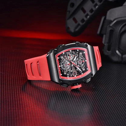 Pagani Design Men's Quartz Watches Japan Movt Skeleton Dial Waterproof Sport Rectangle Sapphire Glass Chronograph Watch For Men
