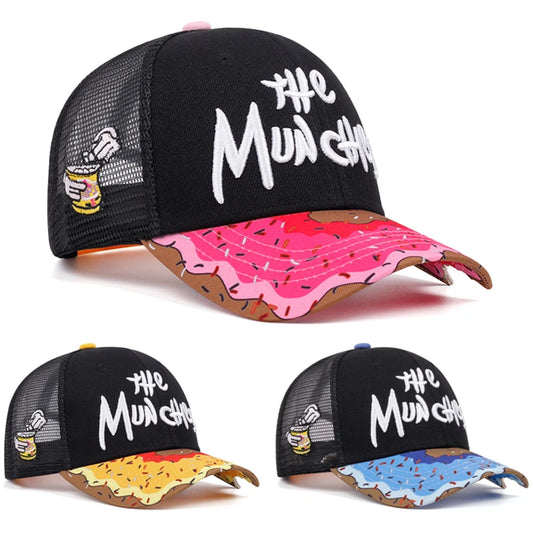 THE Donut Embroidered Breathable Cotton Mesh Hat Men's Baseball Hat Hip Hop Hat Outdoor Sports Leisure Hat Women's Sunshade Hat