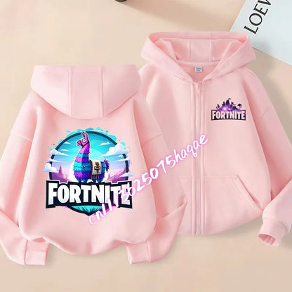 Nová detská mikina Fortnite so zipsom, kreslený anime štýl, ležérna a priedušná mikina s kapucňou pre chlapcov, kabát/bunda, jar 2026, detské oblečenie